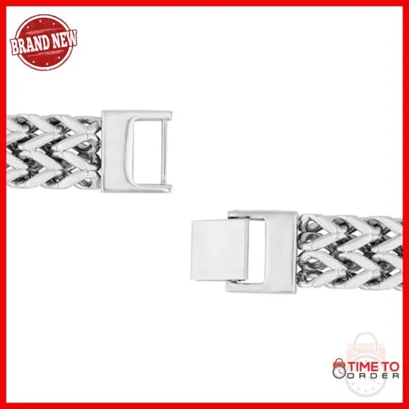 Stainless Steel Double Franco Link Bracelet with Fold Over Clasp